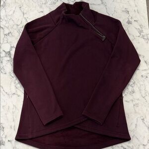 Athleta Dark Purple Pullover with Asymmetrical Zipper